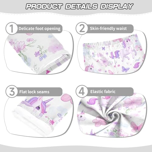 Cute Unicorns Girls' Leggings Toddler Doodles Flowers Kids Yoga Pants Dance Active Tights 4T3