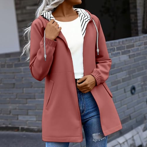KOG Regenjacke für Damen Wasserdicht Übergangsjacke Casual Herbstjacke Jacke Einfarbig Bekleidung Frau Regenponcho Oversize Trainingsjacke Atmungsaktiv Sport Jacke Steppjacke Rot XXL