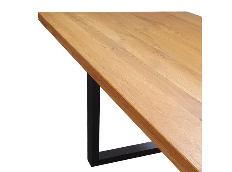 Belhome Table de Repas en chêne Massif avec piètement métal L180cm - QUÉBEC