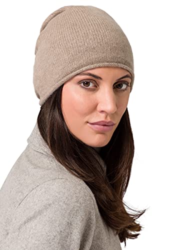 Style & Republic Beanie aus Kaschmir, Mütze aus 100% Kaschmir, Einheitsgröße mit 50cm Bundumfang, Unisex (Nougat) Cover