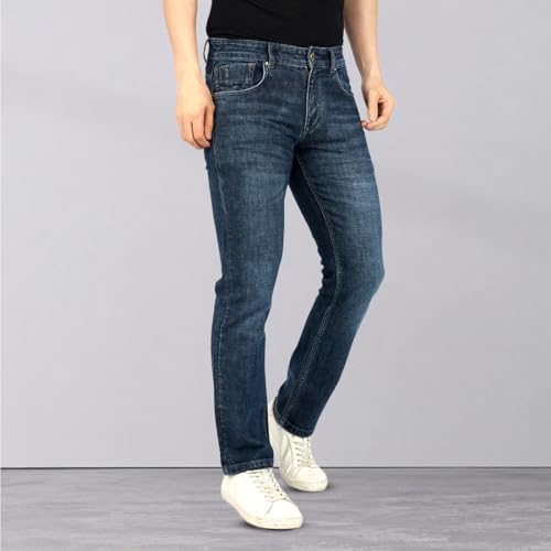 Image of Men's Premium Straight Fit Jeans | Cotton Rich Breathable Denim Pants for Men | Comfortable Regular Wear Casual Jeans