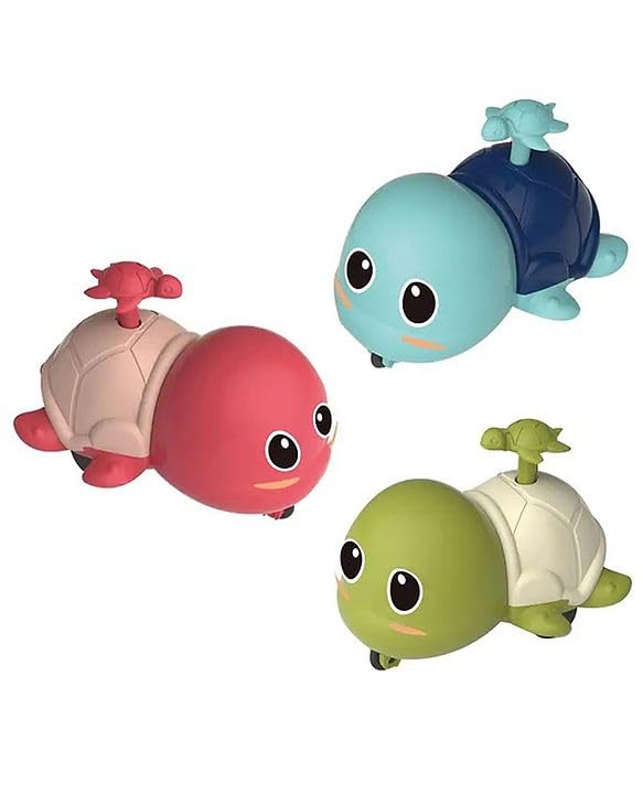 OPINA Press to Go Inertial Cute Turtle Toy for Kids Multicolor (Pack of 3)