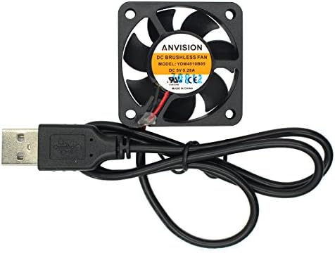 ANVISION 40mm by 10mm 4010 Dual Ball Bearing DC 5V USB Brushless Cooling Fan, YDM4010B05