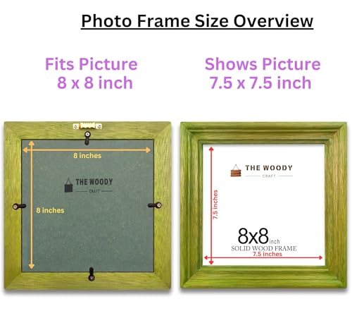 Image of Photo Frame 8x8 | Wall Frames | mini Frames | Green Wood Frame for Wall | Adds Style to Any Room, Best Gift for Friends (8x8 inch, Green Color)