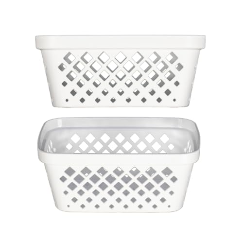 Image of Glad Plastic Storage Basket Set - Multipurpose Drawer Trays, Kitchen Pantry Containers, and Bathroom Bins - 9 Pack Small Organizers, White, 6.25 inch L x 4.6 inch W x 2.7 inch H