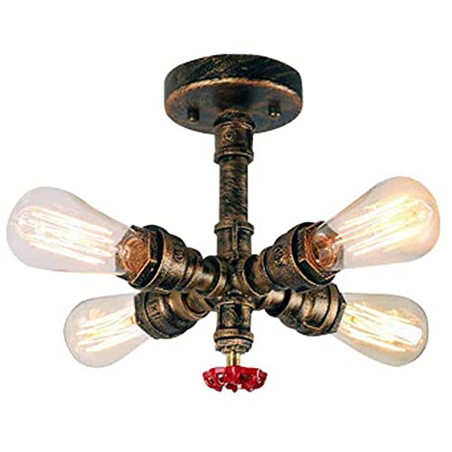 Lámpara Colgante Industrial de 4 Luces, Estilo Vintage, Estilo Steampunk, de Metal rústico, para baño, Cocina y Sala de Estar.