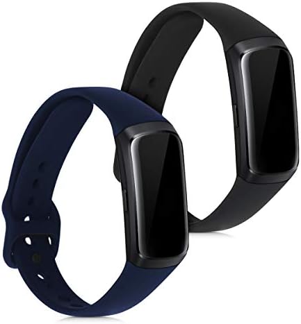 kwmobile Watch Bands Compatible with Samsung Galaxy Fit (SM-R370) - Straps Set of 2 Replacement Silicone Band - White/Grey