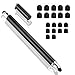 Produktbild Stylus-Eingabestift für Tablets, kapazitiver 2-in-1-Style-Stift mit extra 20 Gummispitzen für Tablets, iPad Mini, iPad Pro, iPad Air, Smartphones, Samsung Galaxy, Schwarz
