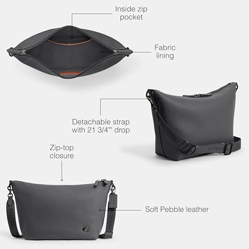 Coach Top Zip Messenger Bag, Charcoal3