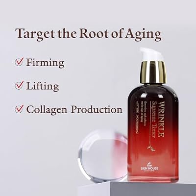 The Skin House Wrinkle Supreme Toner Firming & Moisturizing Facial Toner with Red Ginseng & Herbal Extracts | Elasticity Boost & Smooth Skin, Korean Skincare | 130ml / 4.39 fl.oz