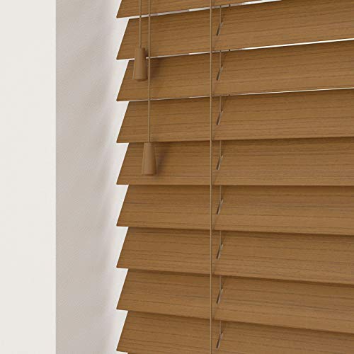 Custom Venetian Blinds with Strings - 50mm Slats - Smooth Faux Wood - Made To Measure (Truffle, 35cm - 60cm (Width) x Up To 130cm (Drop))