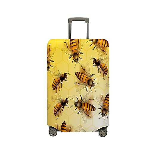 Fasbuy Kofferhülle Kofferschutzhülle mit 18-32 Zoll, Elastisch Koffer Schutzhülle Bienen-Muster Reise kofferüberzug, Reisekoffer Trolley Case kofferschutz (Biene,S)