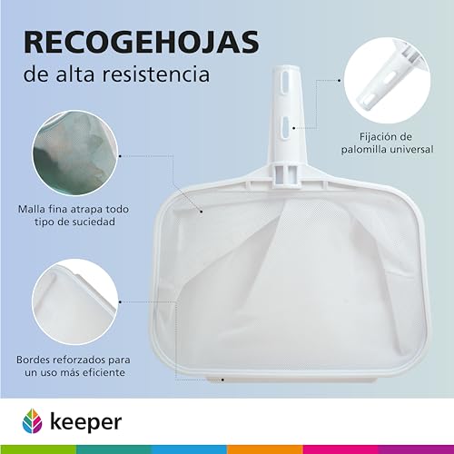 Miniatura 2 de Keeper Recoge Hoja Red Piscina. Mantenimiento Piscinas Con Fijación Palomilla Para Pértigas Diámtero Ø26mm Y Bolsa Grande. Red Para Piscinas. Blanco. Material Resistente
