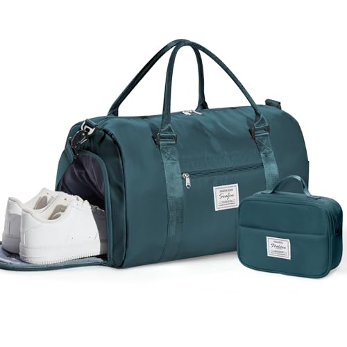 Image of Gym Bag Womens Mens with Shoes Compartment and Wet Pocket Travel Duffel Bag for Women for Plane Sport Gym Tote Bags with Toiletry Bag Waterproof Weekend Overnight Carry on Bag Hospital Holdalls