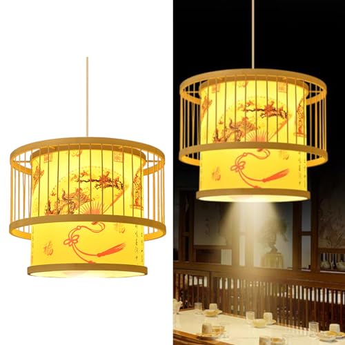 Lustre en bambou pour restaurant et salon lanterne suspension asiatique zen