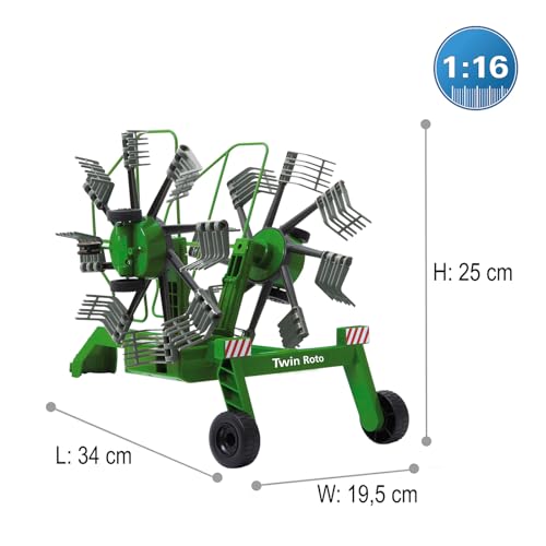 JAMARA 412411 Schwader Twin Roto f&uuml;r Fendt 1050 - Rotierende Zinken w&auml;hrend des Fahrbetriebs, Ferngesteuerte Hochklappbare Auslegerarme, Anh&auml;ngerkupplung vorne