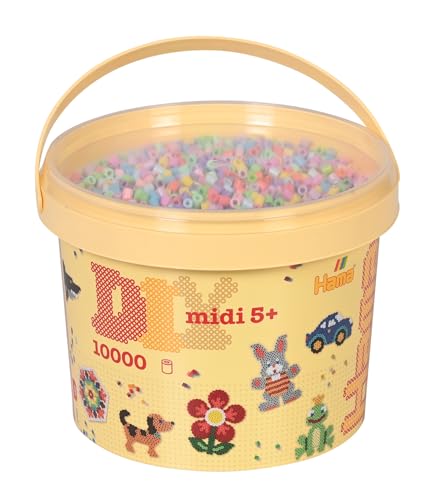 Hama Midi Beads Bucket Approx.10.000 Fuse Beads Pastel Colour