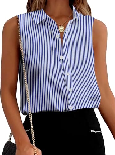 Zeagoo Womens Basic Tank Top Sleeveless Button Down Shirt Collared Casual Office Shirts Black