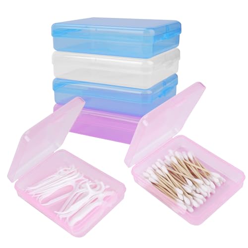 Adorila 6 Pack Travel Cotton Swab Qtip Holder, Portable Hair Tie Organizer with Lid, Flosser Dispenser, Lightweight Storage Organizer for Bathroom Vanity Countertop