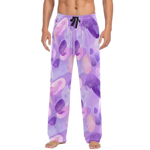 Men's Pajama Pants Purple Shape Pajama Pants for Men PJs Bottoms Drawstring Pockets Sleep Lounge Pants S