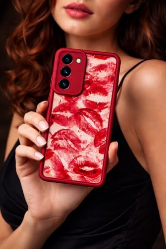 Image of COVERLY Lips Back Case Cover Compatible for Samsung S26 Plus | Hot 3D Sexy Lips Retro Embossed | 360 Camera Protection | Lipstick Kiss Print Cute Soft Touch Liquid Silicone Phone Case (TPU | Love Red)