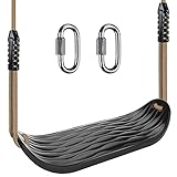 BeneLabel Schaukel Kinder, Indoor Outdoor Babyschaukel Hartgummi Schaukelsitz Spielplatz Gartenschaukel Schaukelbrett mit Verstellbar 130-200cm Seil für Teens/Erwachsene, Schwarz Wasserrippel/113kg
