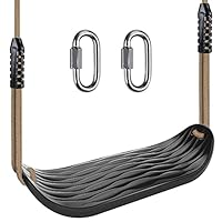 BeneLabel Schaukel Kinder, Indoor Outdoor Babyschaukel Hartgummi Schaukelsitz Spielplatz Gartenschaukel Schaukelbrett mit Verstellbar 130-200cm Seil für Teens/Erwachsene, Schwarz Wasserrippel/113kg