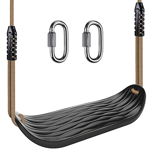 BeneLabel Schaukel Kinder, Indoor Outdoor Babyschaukel Hartgummi Schaukelsitz Spielplatz Gartenschaukel Schaukelbrett mit Verstellbar 130-200cm Seil für Teens/Erwachsene, Schwarz Wasserrippel/113kg