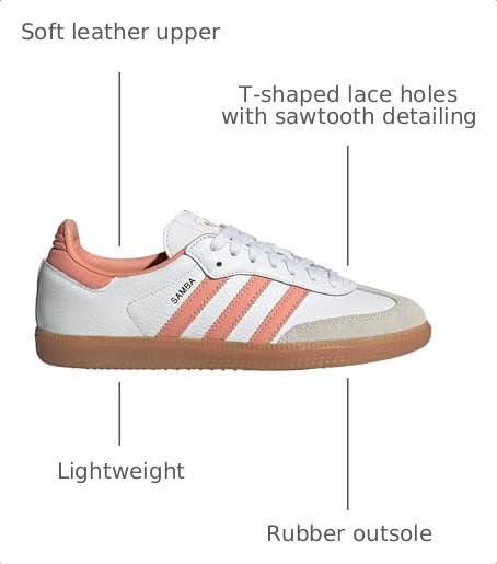 Image of adidas Samba OG Womens Sneakers, Cloud White /Wonder Clay /Crystal White, Size 8.5