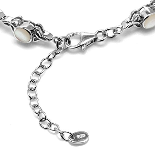 Image of Silvershake White Mother of Pearl 925 Sterling Silver Triquetra Celtic Knot 7 to 8.5 Inch Adjustable Bracelet