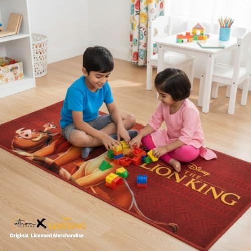 Image of Athom Living Disney Lion King Runner Carpet 2x4.5 Ft, Soft Printed Mat with Anti-Skid Backing, Durable Washable Runner for Kids Bedroom, Play Area & Playroom Decor