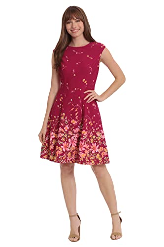 Image of London Times Womens Dresses Cap Sleeve Fit and Flare - Elegant Summer Cocktail Graduation Garden Party Wedding Guest Dress