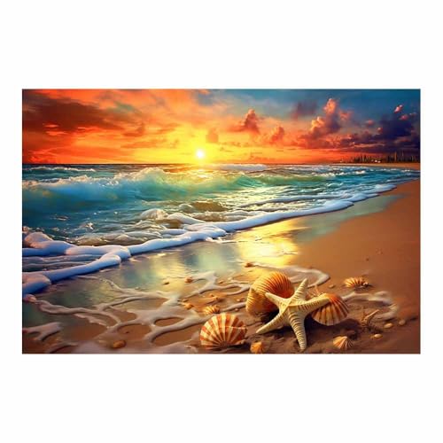 Tableau decoration murale plage orange 70x100cm abstrait pour chambre