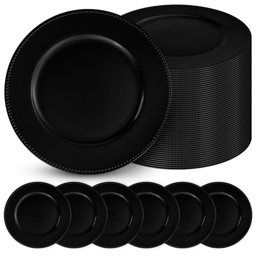 Teruntrue Beaded Black Charger Plates