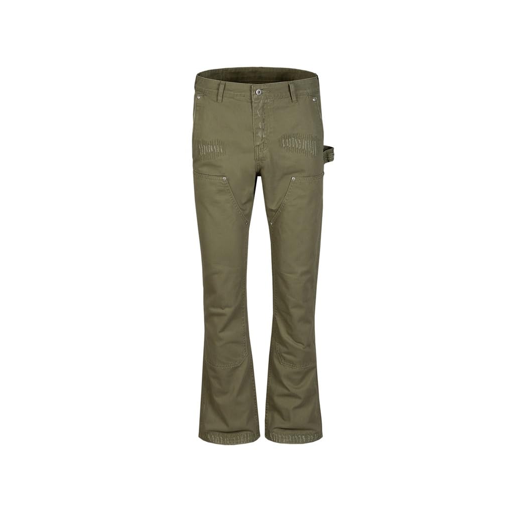 Jeans verts militaires unisexes pantalons longs délavés et usés taille 2XL