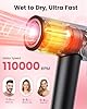 Dekuri Hair Dryer, 110,000 RPM High Speed Motor Hairdryer for Ultra-Fast Drying, 200M Ionic Care for Smooth & Shiny Hair, Lightweight with Magnetic Nozzle & Diffuser (Black)