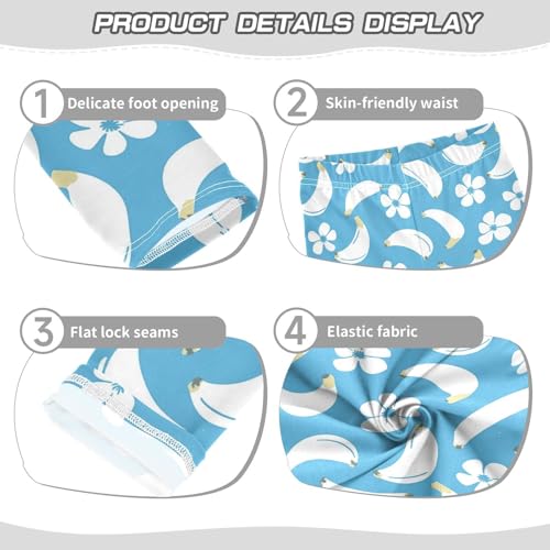 White Banana Flower Girls Casual Leggings for Kids Printed Long Pant Bottoms Stretch and Soft3