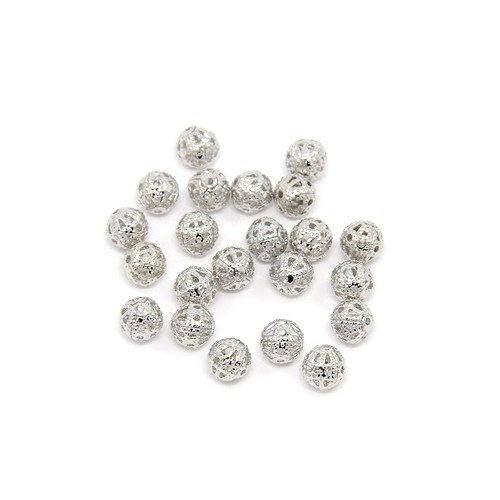Antique Silver Brass Filigree Spacer Beads 6mm Spacer Beads for Jewellery Making and More (Pack of 30)