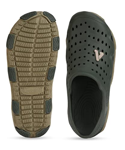 Image of Aqualite AL-635 Slip-On Clogs for Man with EVA Material | Anti-Skid | No Heel | Quick Dry | Lightweight Casual Multipurpose EVA Clogs for Men, Boys & Outdoor Use Olive Khaki Size-10