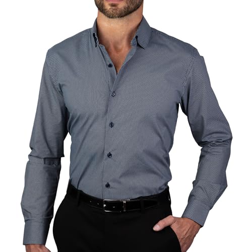 DKNY Men's Slim Fit Dress Shirts Solid Long Sleeve Stretch