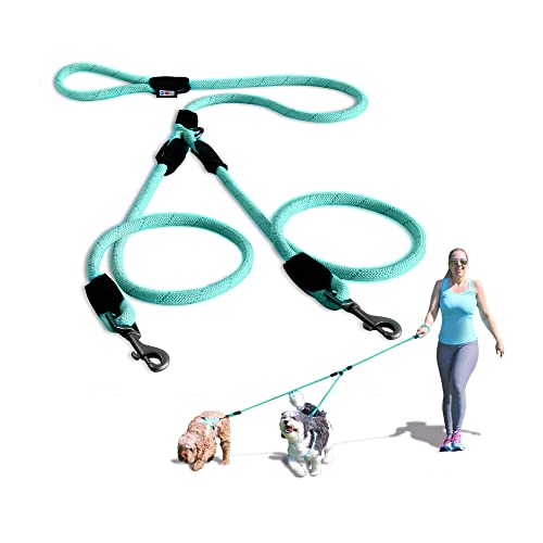 PAWTITAS Doppelleine fur Zwei Hunde | Hundeleine für Zwei Hunde ideal zum Trainieren und Gehen | Leine fur Hund fur Klein Hund und Grosse Hund - Mittelgroßer und Große Türkis Hundeleine Cover