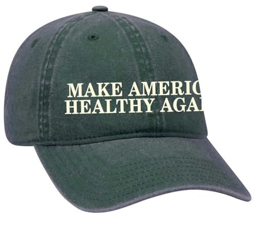Trenz Shirt Company MAHA Hat Make America Healthy Again Nutrition and Wellness Twill Dad Hat Baseball Cap, Washed Dark Green