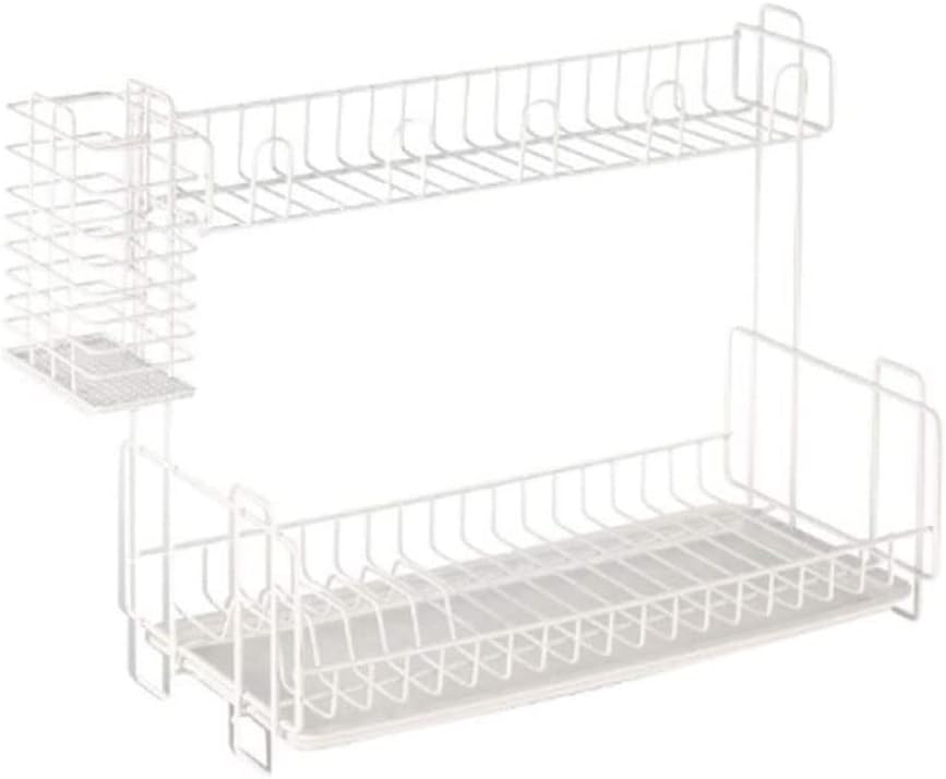 Dish Drying Rack Tableware Holder 2 Tier Dish Drainer with Removable Drip Tray, Cutlery Holder Dish Rack in Kitchen Counter Drying Rack Kitchen(Black)