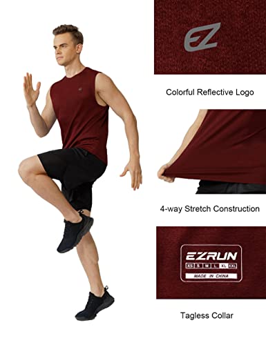 Image of EZRUN Men's Workout Sleeveless Shirts Quick Dry Muscle Swim Shirt Gym Fitness Running Beach Tank Tops