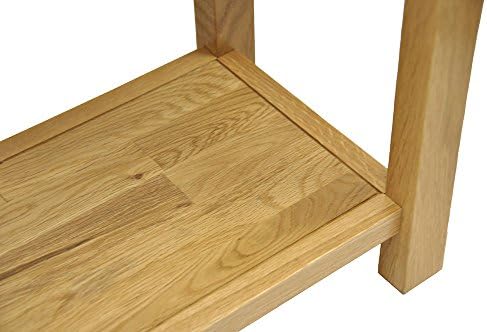 Hallowood Furniture Waverly Oak Wide Console Table with 2 Drawers in Light Oak Finish  Solid Wooden Side Table with Shelf for Living Room and Hallway  Telephone Stand with 2 Drawer  Lamp Table
