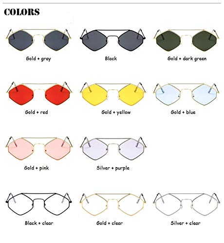 Occhiali Da Sole Donna Geometrici Rombo – Lenti Sfumate UV400, Grigio-Giallo Oro