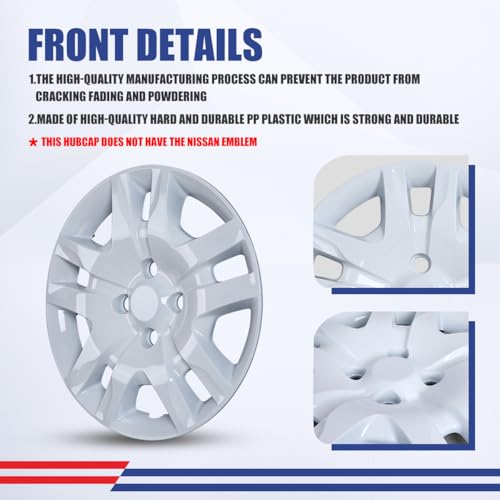 Image of Winjet 16 inch Hubcaps Wheel Rims Cover for 2007-2012 Nissan Sentra Wheel Rim Covers,Heavy Duty PP Material Snap On Installation (16 Inch Set of 4, White Lacquer)
