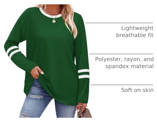 Image of Sampeel Long Sleeve Shirts for Women Color Block Casual Tops Fall Outfits 2026 Basic Tees Trendy Spring Clothes