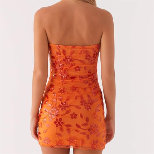 Women Boho Sexy Coquette Beaded Floral Tube Dress Slim Sequins Off Sleeveless Open Back Mini Dress3