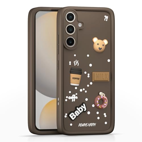 Image of Pikkme Back Cover for Samsung Galaxy S24 FE 5G | 3D Cartoon Silicone Case Cute & Fun Full Protective Bumper Cover (Brown)